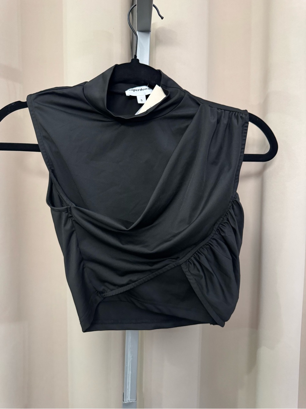 superdown Black Draped Sleeveless Top